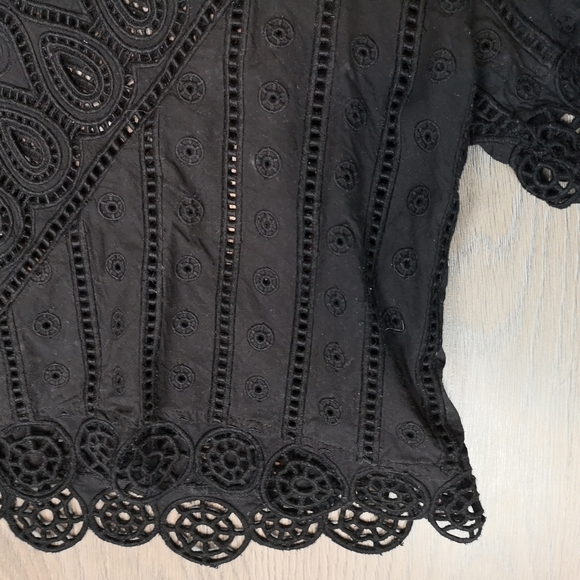 vintage Opening Ceremony BLACK BROIDERIE ANGLAISE scallop edge eyelet lace top - Picture 4 of 13